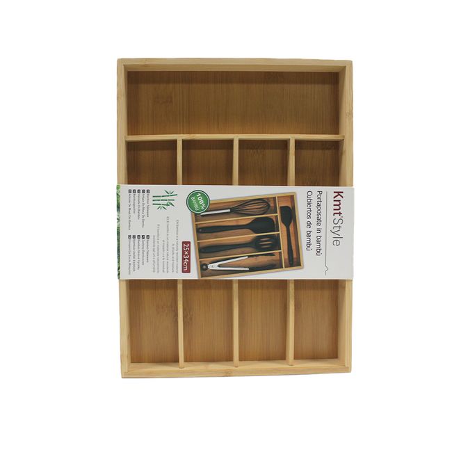 NEWTREE - Porta Cubiertos Organizador de Cocina Bambú 25x34cm