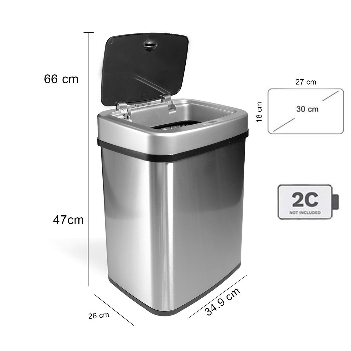 NINESTARS - Basurero Automatico Papelera Inteligente Sensor 30 Lts Acero