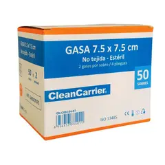 BOTICAMED - Gasa Estéril No Tejida Cleancarrier 7.5 X 7.5 Cm - 50 Sobres