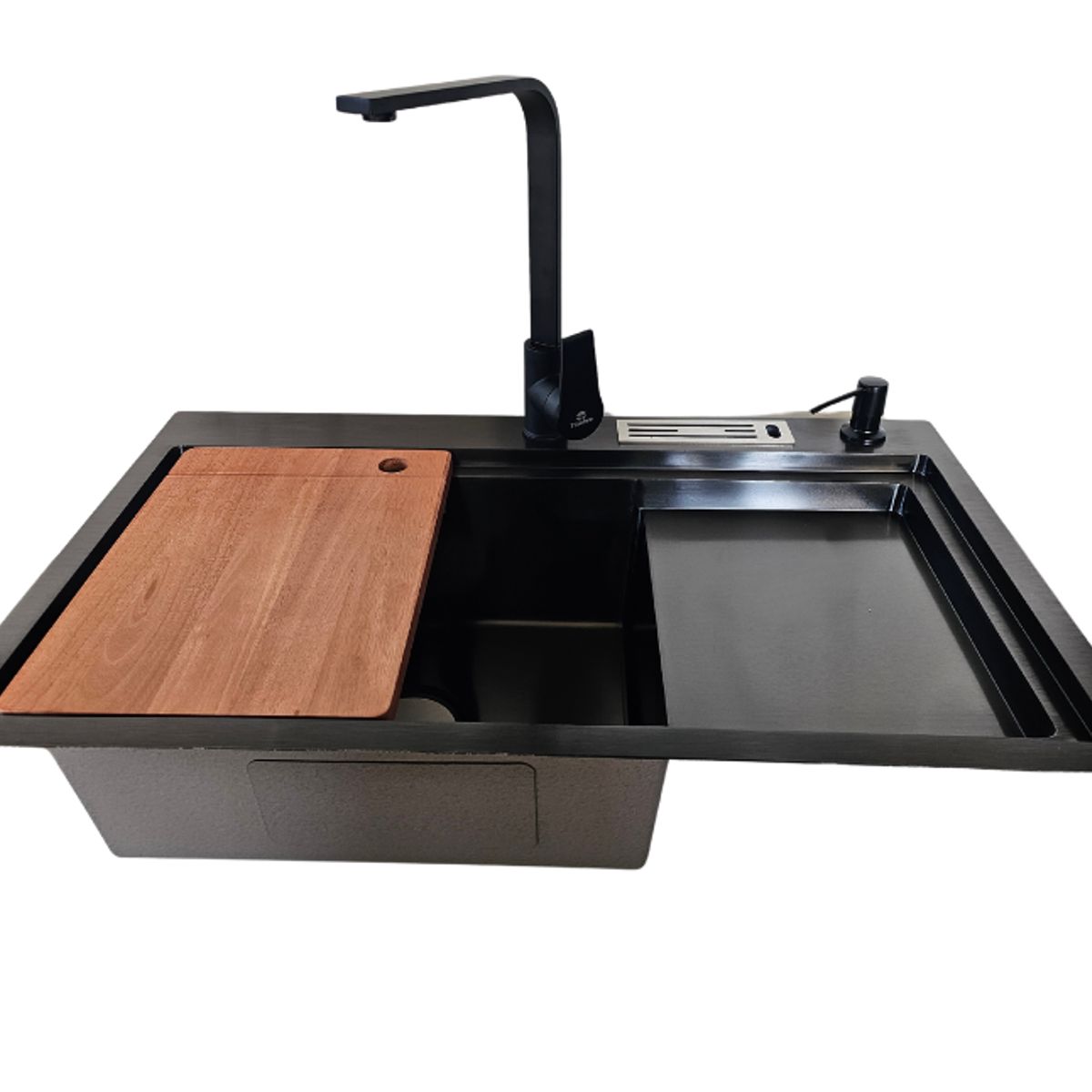 MODERN SPACE - Lavaplatos 78x46 Cm Negro + Accesorios Y Llave Monomando