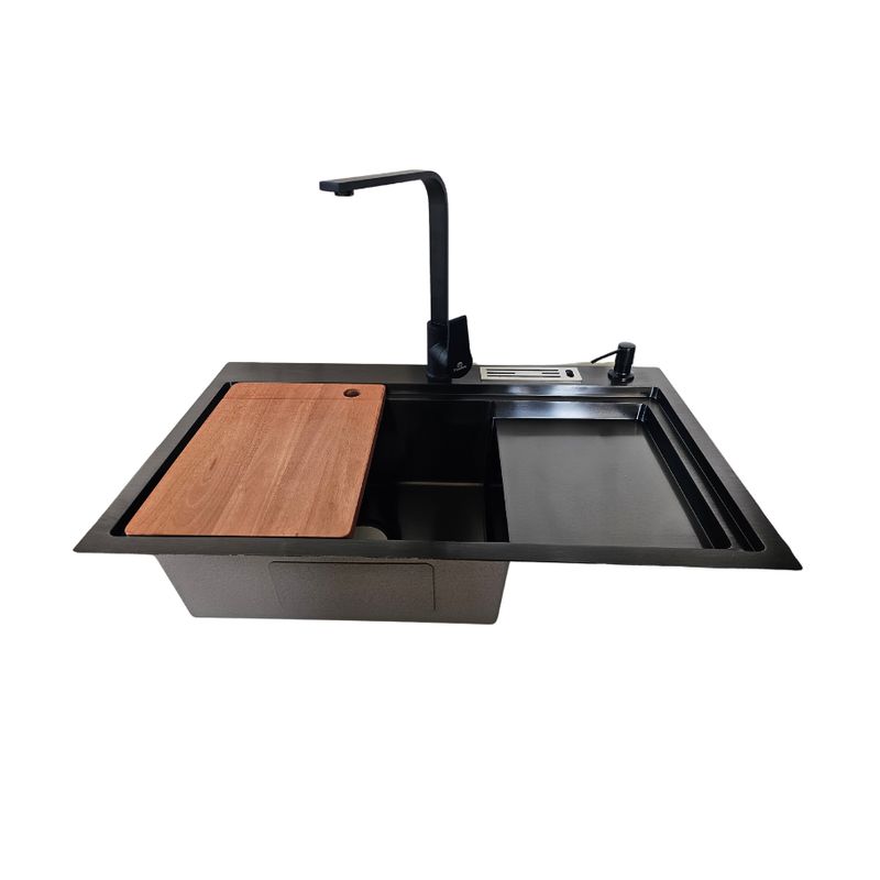 MODERN SPACE - Lavaplatos 78x46 Cm Negro + Accesorios Y Llave Monomando