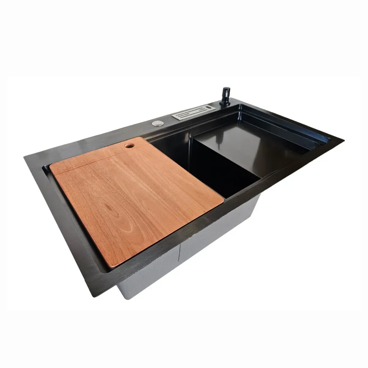 MODERN SPACE - Lavaplatos 78x46 Cm Negro + Accesorios Y Llave Monomando