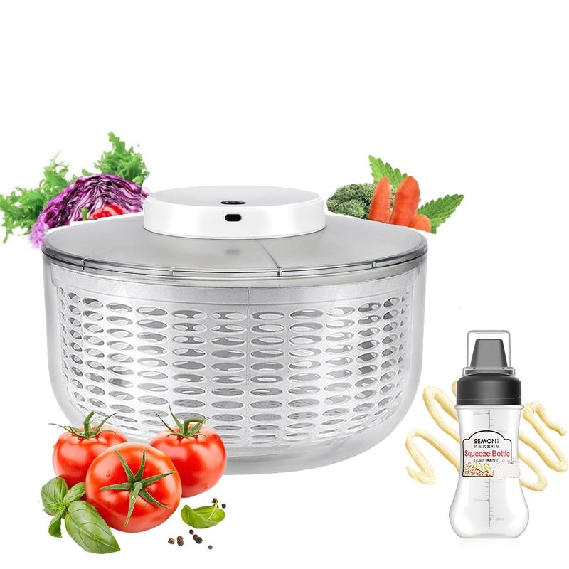 CASTLEN - Deshidratador eléctrico de verduras centrifugadora de ensalada 4500ml
