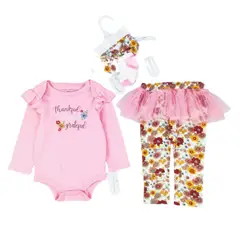 JUMP KIDS - Pack 4 Piezas Niña Flores 100% Algodón