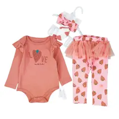 JUMP KIDS - Pack 4 Piezas Niña Frutilla 100% Algodón