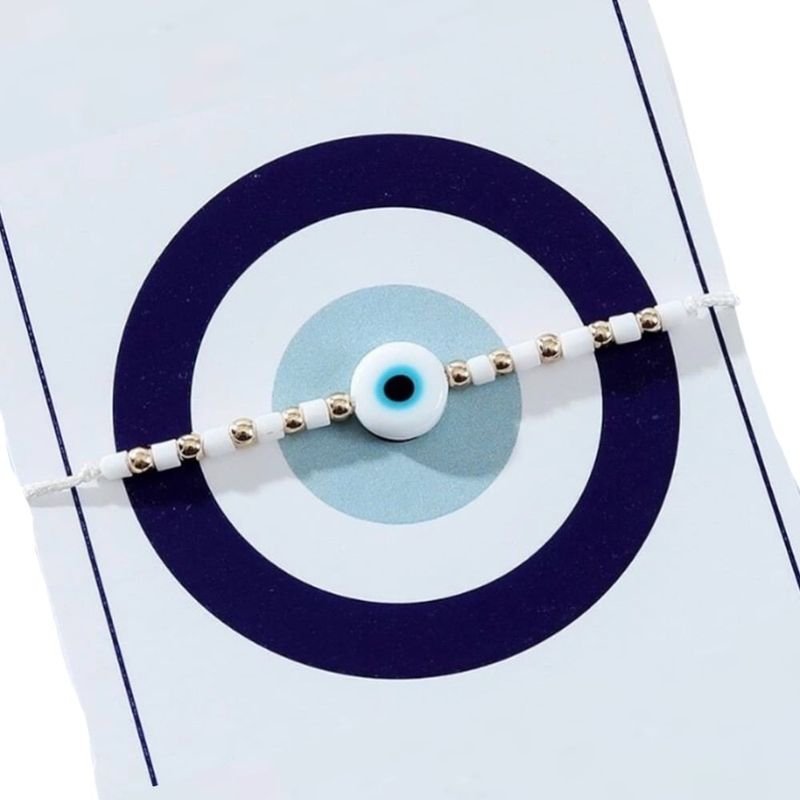 ARTESANA - Pulsera de Protección Hilo Blanco Ojo Turco