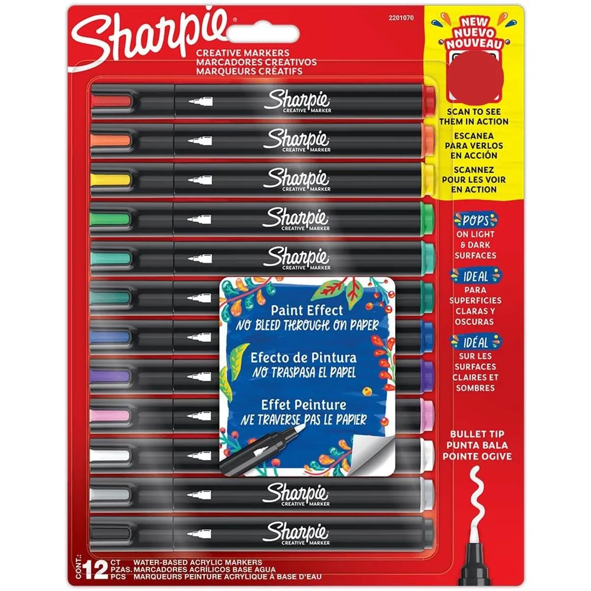 SHARPIE - Set Lapices Acrilico Sharpie 12 Colores Base Agua