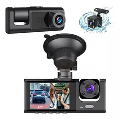 KUANGYE - Cámara De Auto 3 En 1 Frontal Trasera Y Interior 1080p Hd