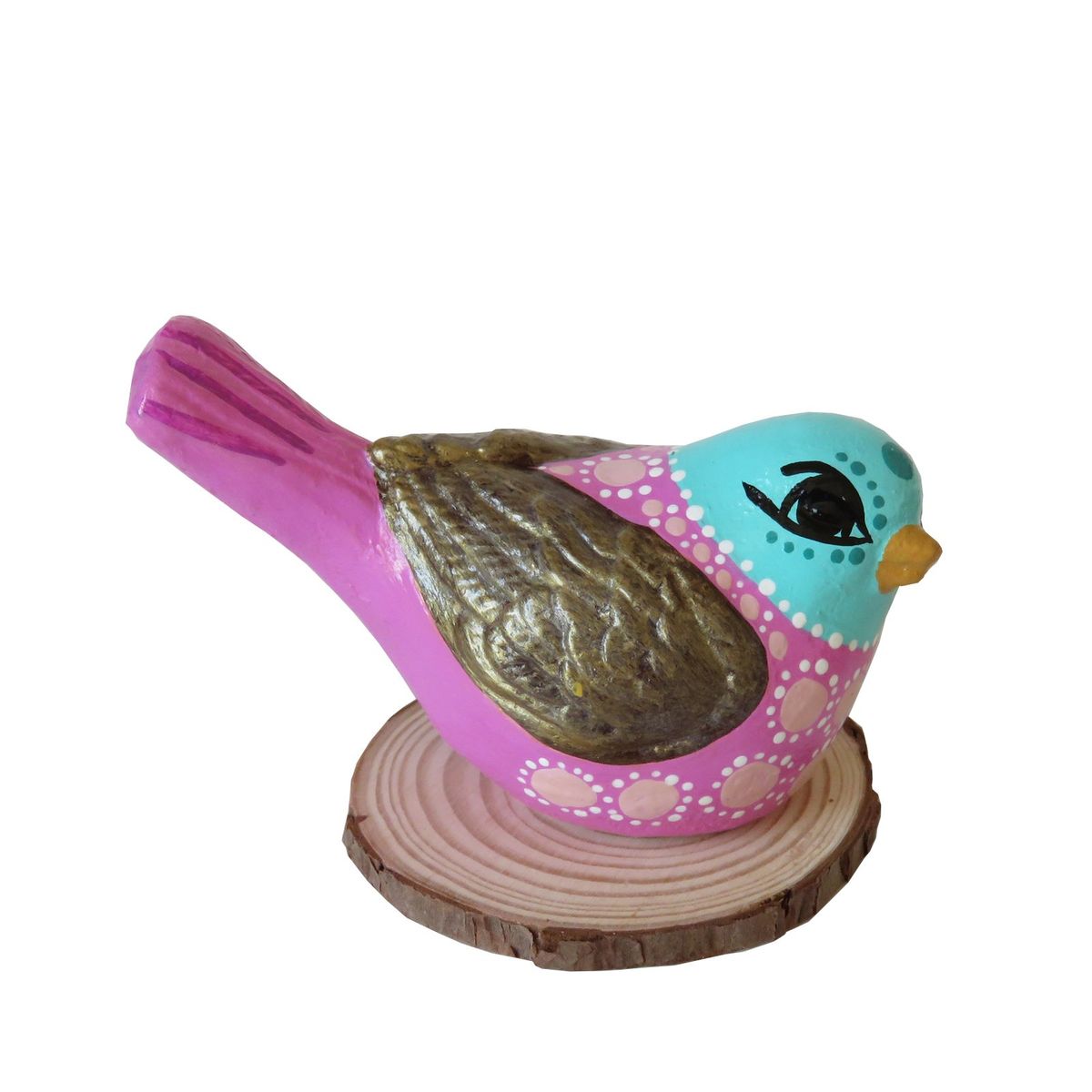 CREA TALLER - Pájaro cerámica base de madera