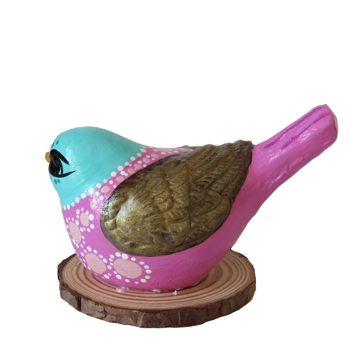 CREA TALLER - Pájaro cerámica base de madera