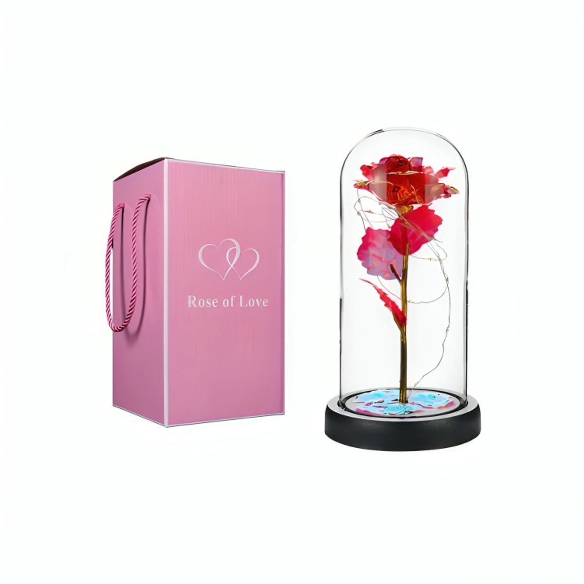 OEM - Rosa Artificial con Vidrio y Luz Rojo