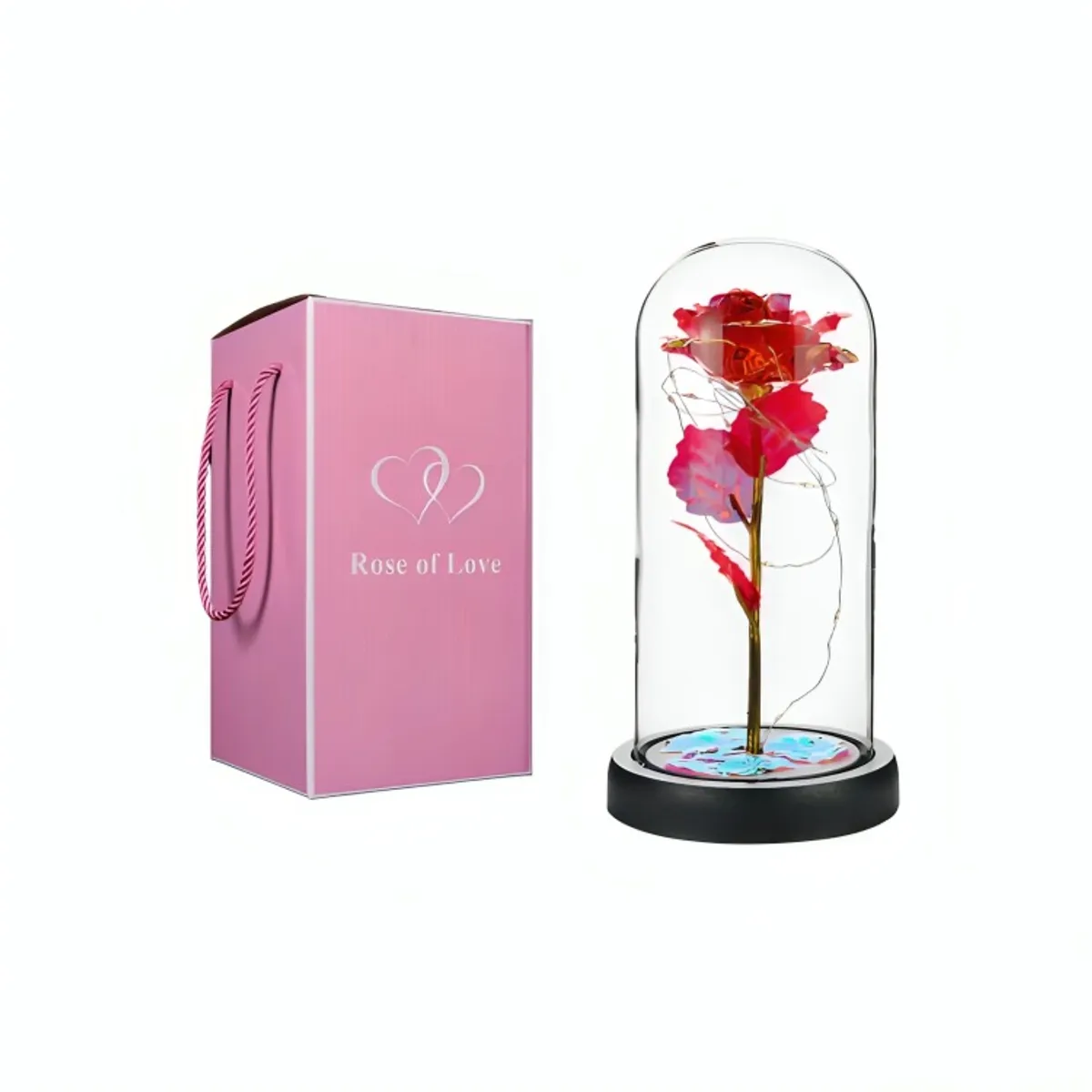 OEM - Rosa Artificial con Vidrio y Luz Rojo