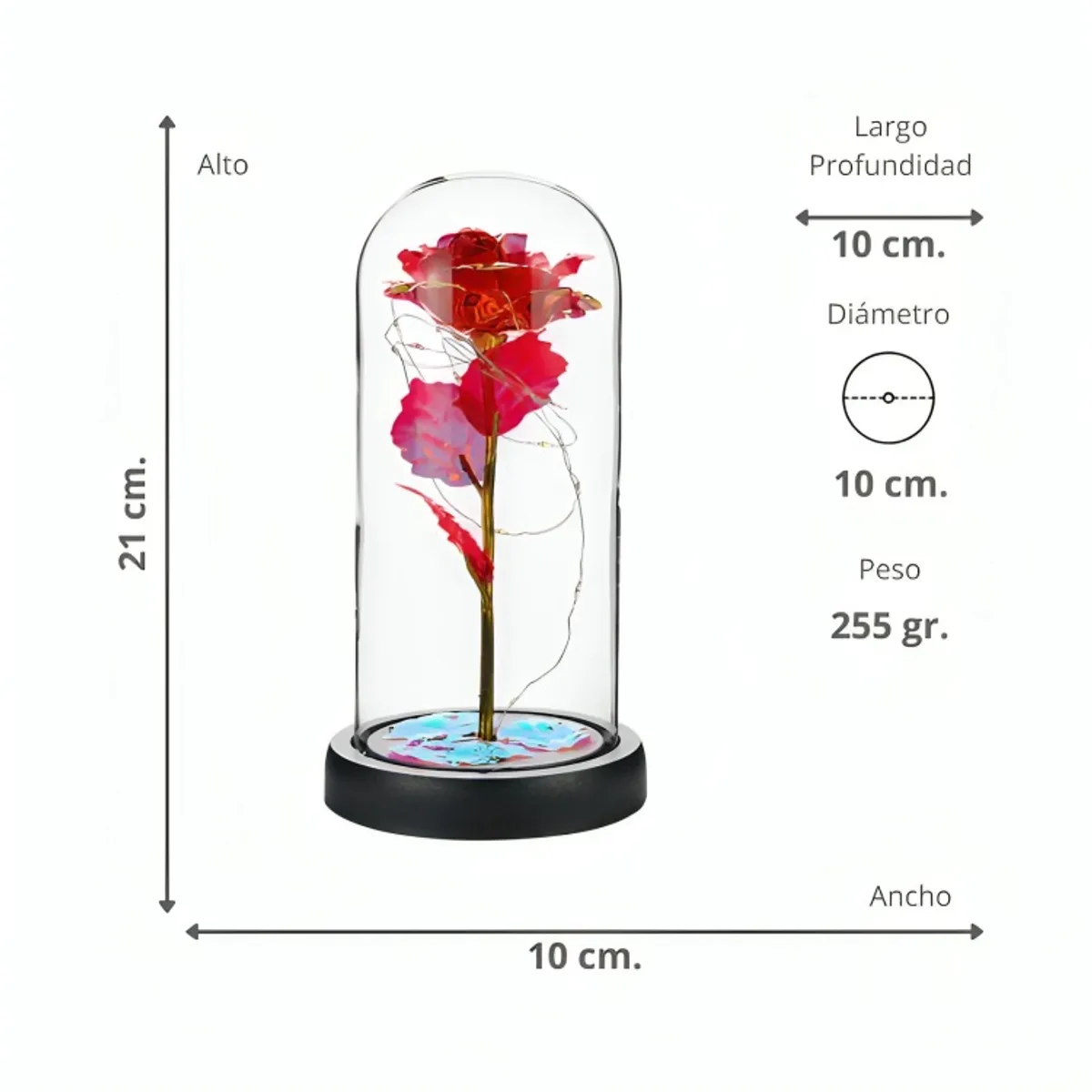OEM - Rosa Artificial con Vidrio y Luz Rojo