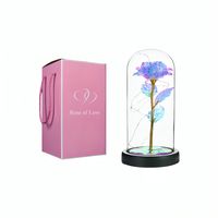 Rosa Artificial con Vidrio y Luz Blanco