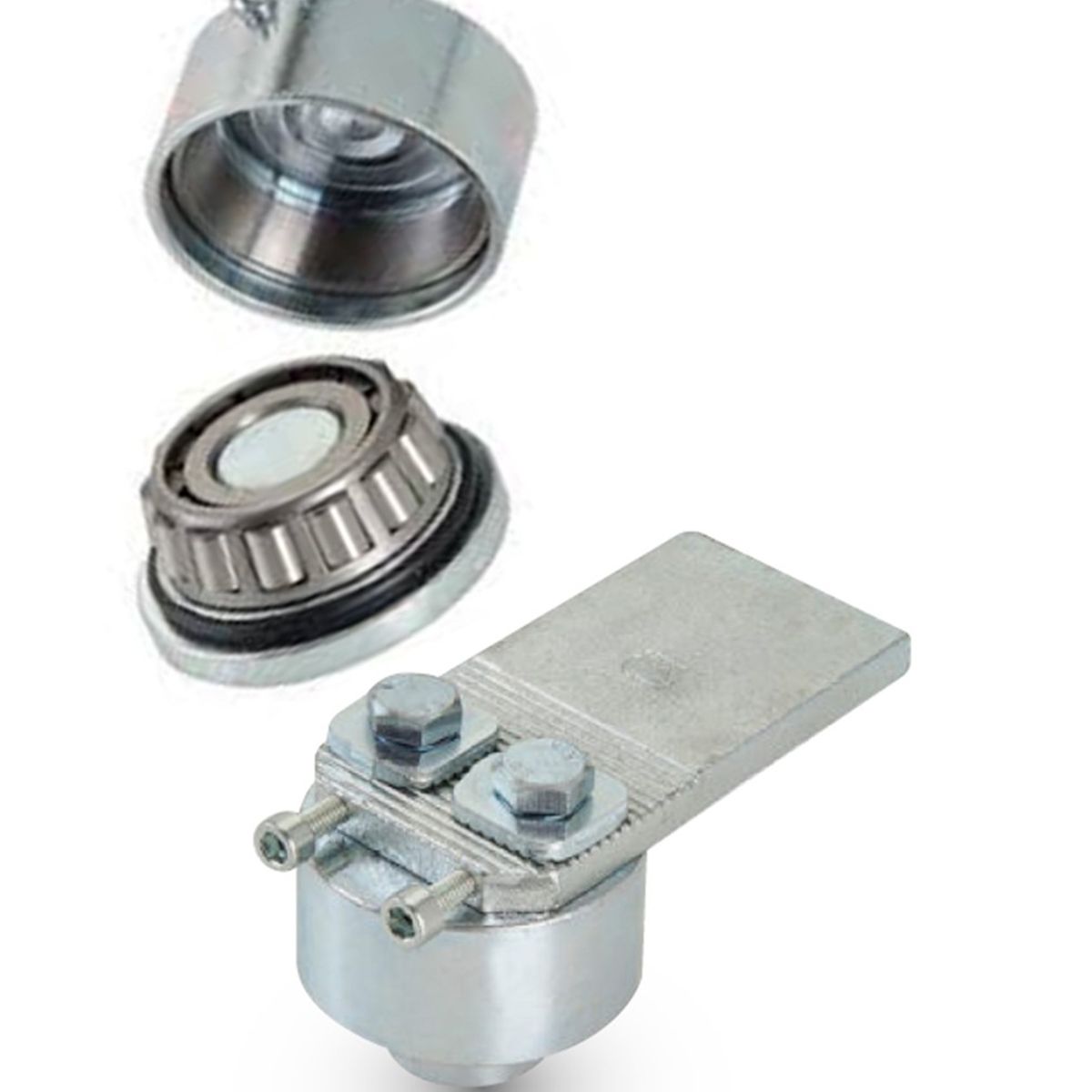 GENERICO - Juego Quicio Pomel Con Rodamiento 50mm Portón Batiente Soporte L