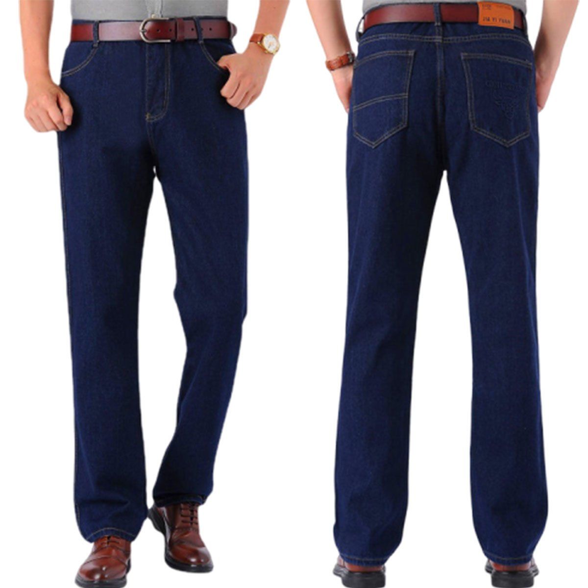 EDWINAYY - Jeans Recto Tiro Masculino Pantalones De Soldadura Durable