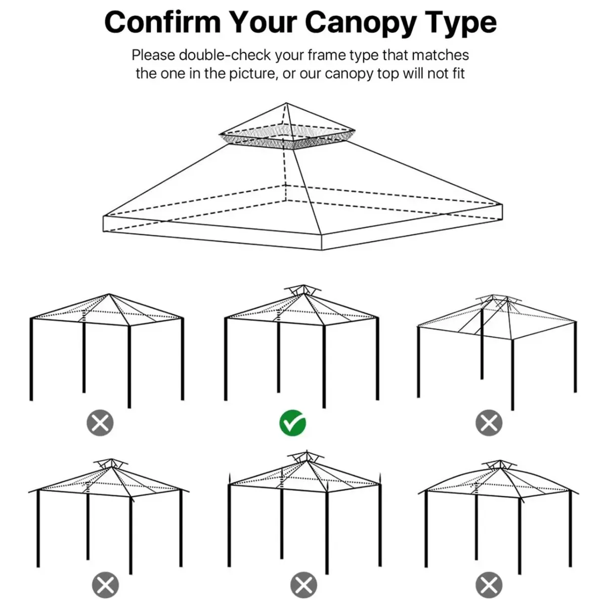 KUANGYE - Repuesto de Techo para Toldo Pérgola 3x3 mt