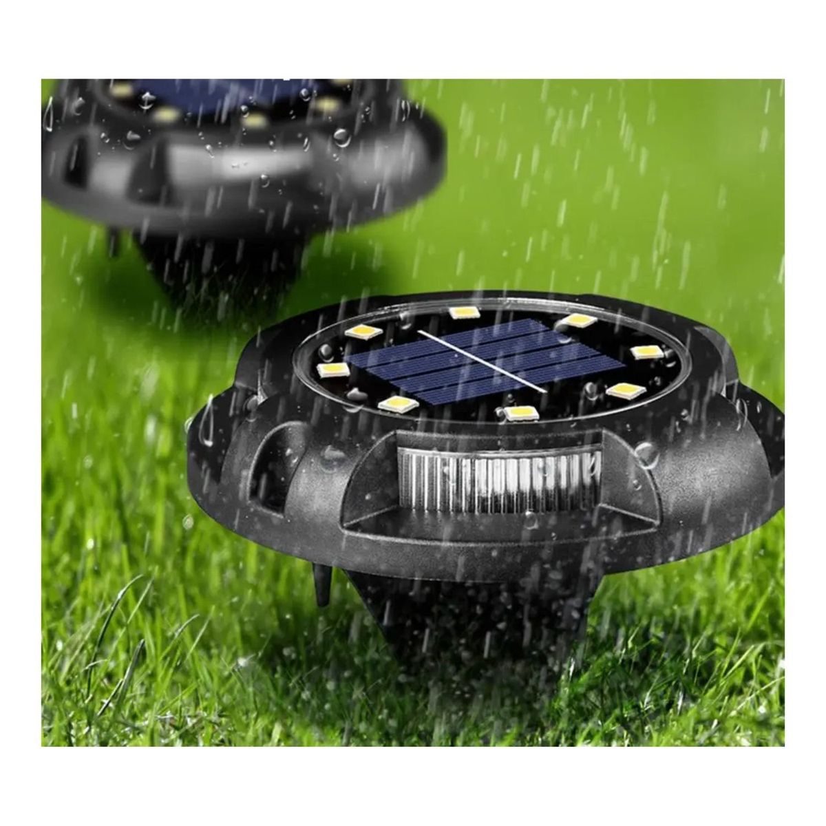 GENERICO - Set 4 Focos 8 Led Luz Solar Con Estaca Piso Jardin Exteriores