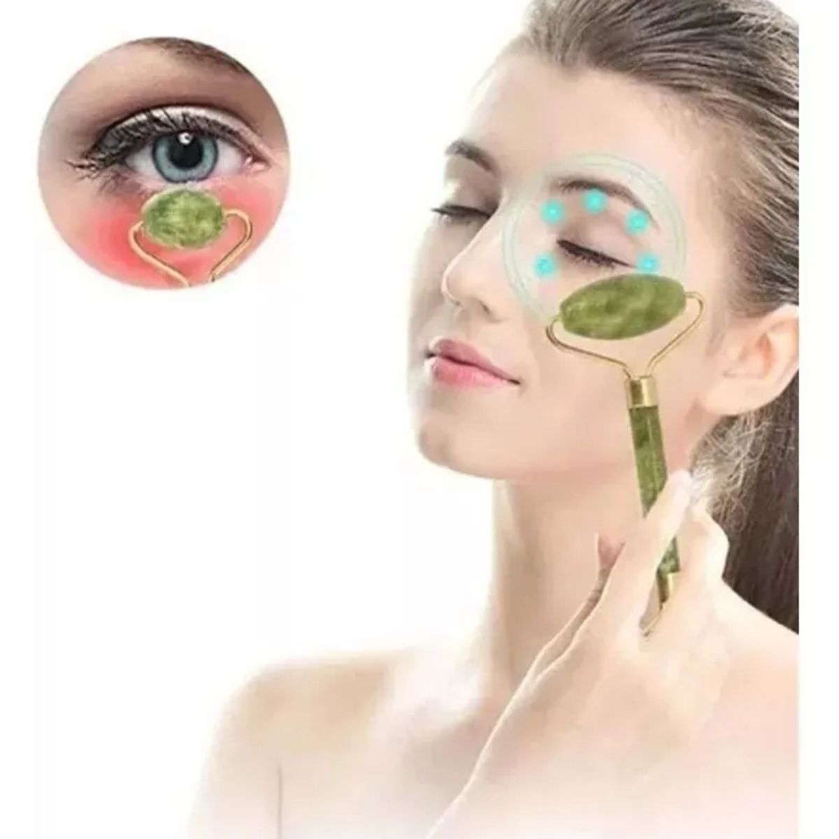 GENERICO - Rodillo Masajeador Facial De Jade Relajación
