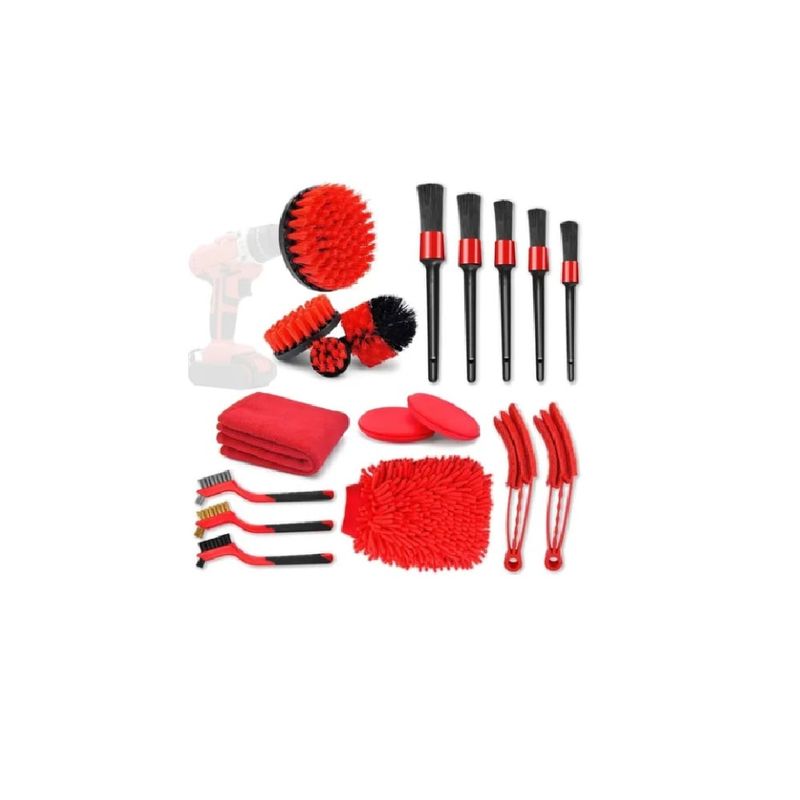 GENERICO - Limpieza De Auto Kit Grand 18 Piezas Interior Y Exterior Red