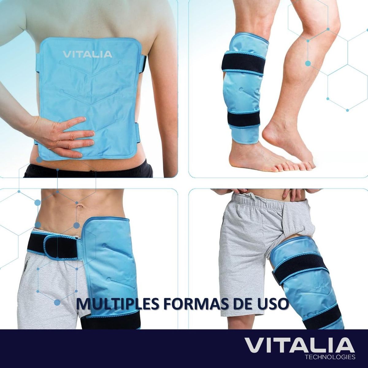 VITALIA TECHNOLOGY - Compresa Gel Frio Calor XL con Velcros para Ajuste Vitalia
