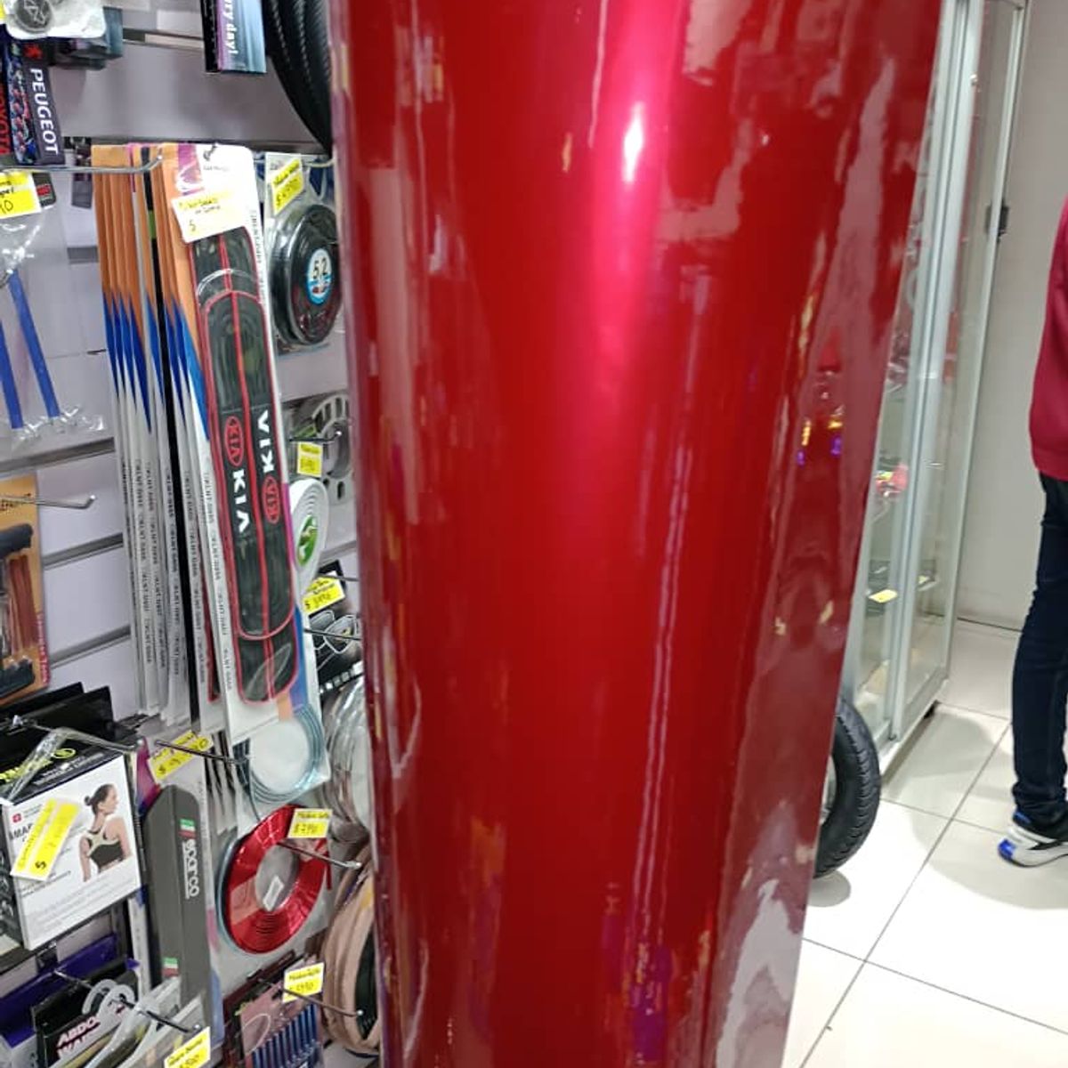 GENERICO - Papel vinilo adhesivo decorativo wrapping auto rojo metalico