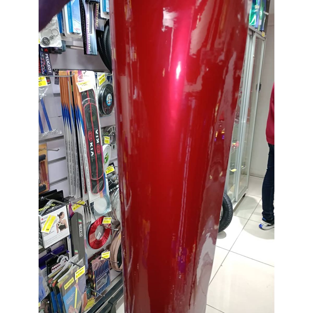 GENERICO - Papel vinilo adhesivo decorativo wrapping auto rojo metalico