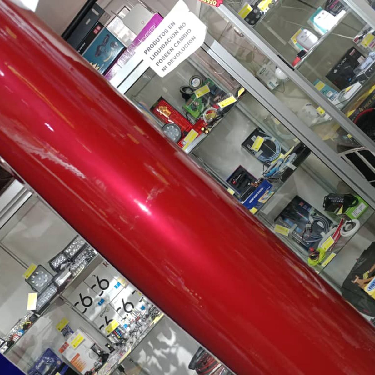 GENERICO - Papel vinilo adhesivo decorativo wrapping auto rojo metalico