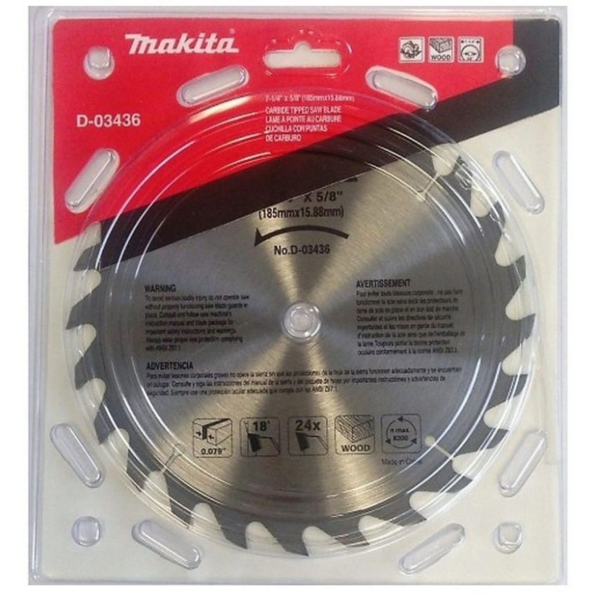 MAKITA - Disco Sierra Circular 7 1/4 24 Dientes D-03436