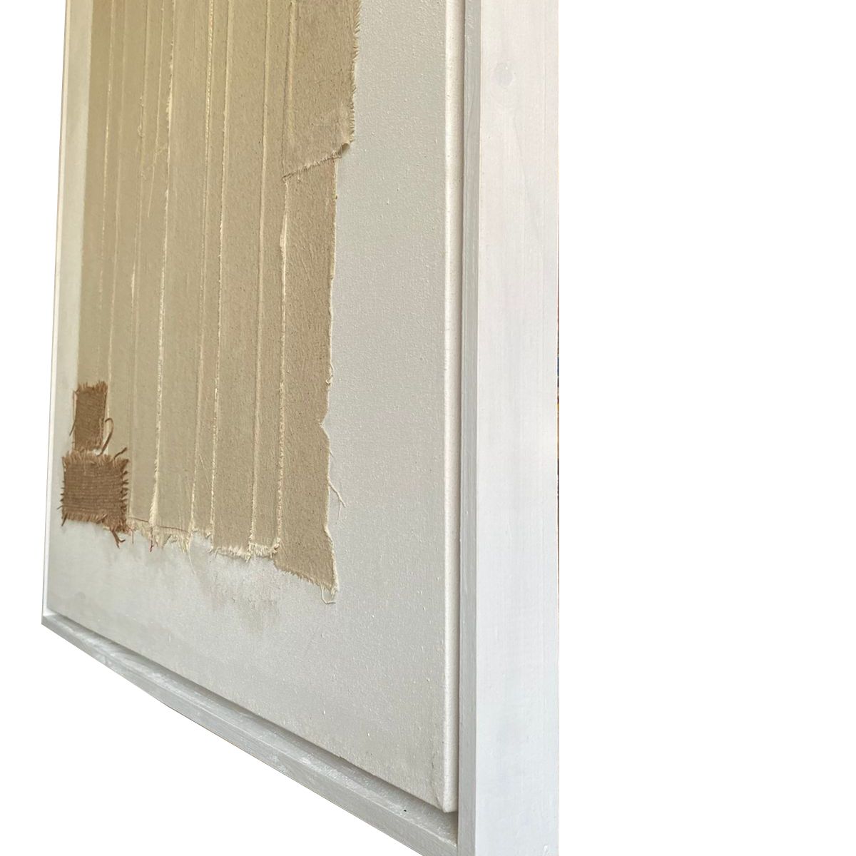 GENERICO - Cuadro Decorativo Retazos de Tela y Yute Natural 90x70 cm - Técnica Mixta Texturizada sobre Lienzo