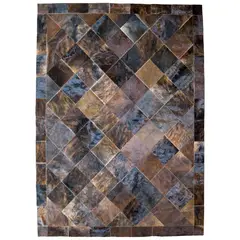 MOO HOGAR - Alfombra Cuero Natural 160 X 220Cm Diseño 20X20cm