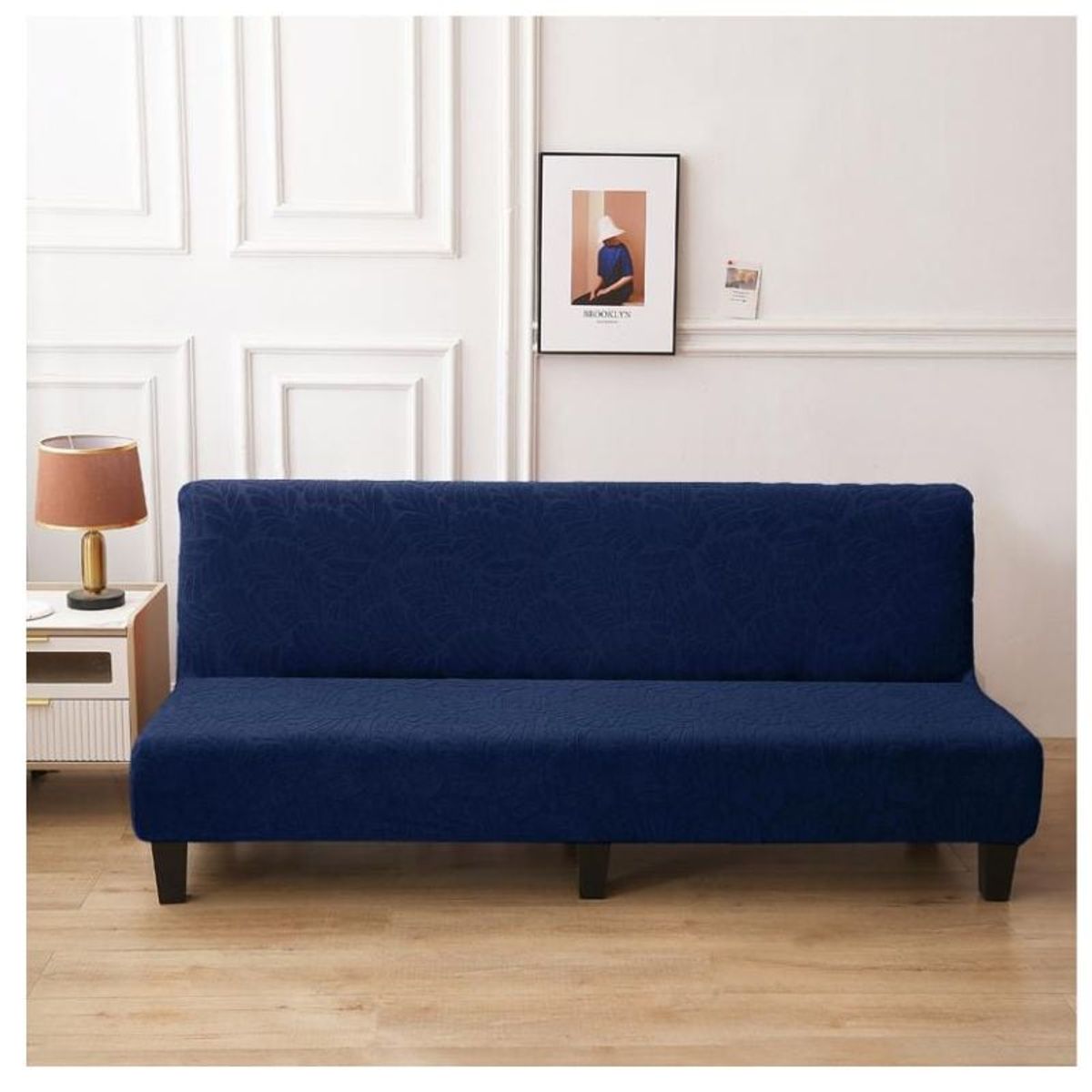 GENERICO - Funda Futones Elástica Texturizada 2 Cuerpos Azul Oscuro