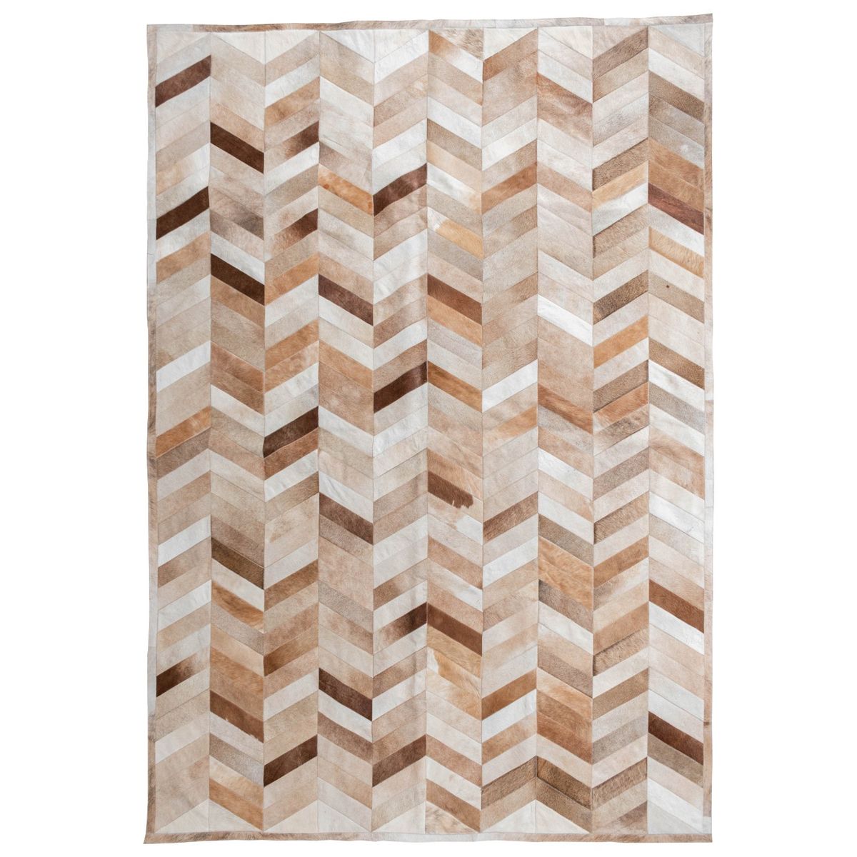 MOO HOGAR - Alfombra Cuero Natural  206 X 296 Cm Diseño Chevron