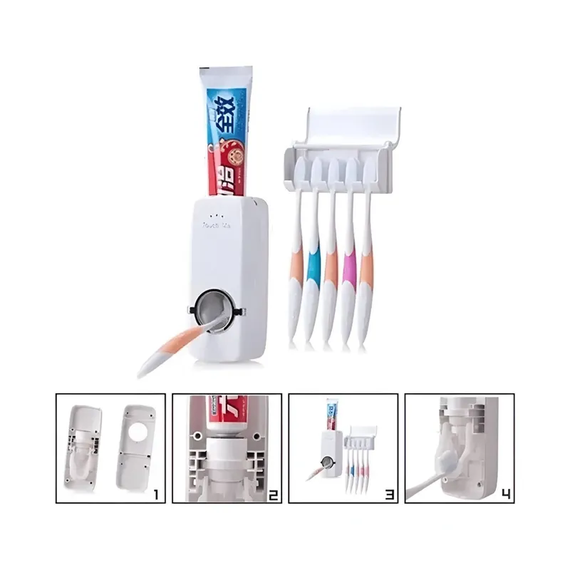 GENERICO - Dispensador Pasta De Dientes Con Porta Cepillo