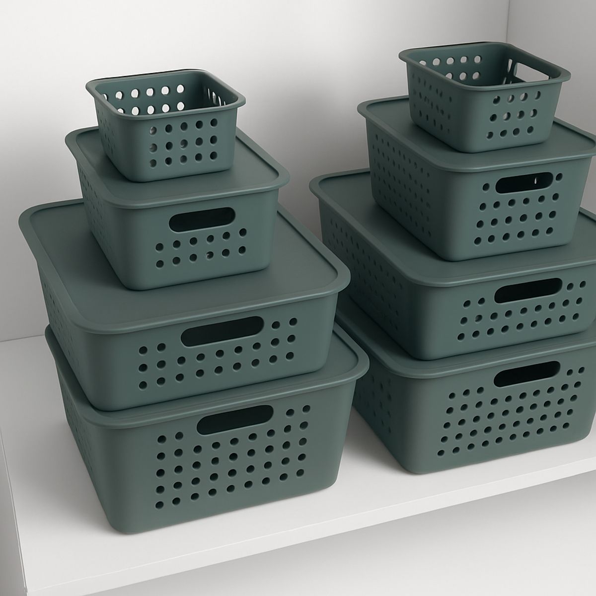 OU - Conjunto de Cestas Organizadoras Verde Oscuro OU