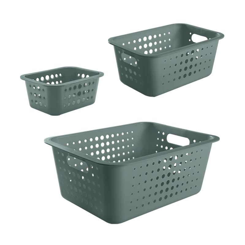 OU - Conjunto de Cestas Organizadoras Verde Oscuro OU