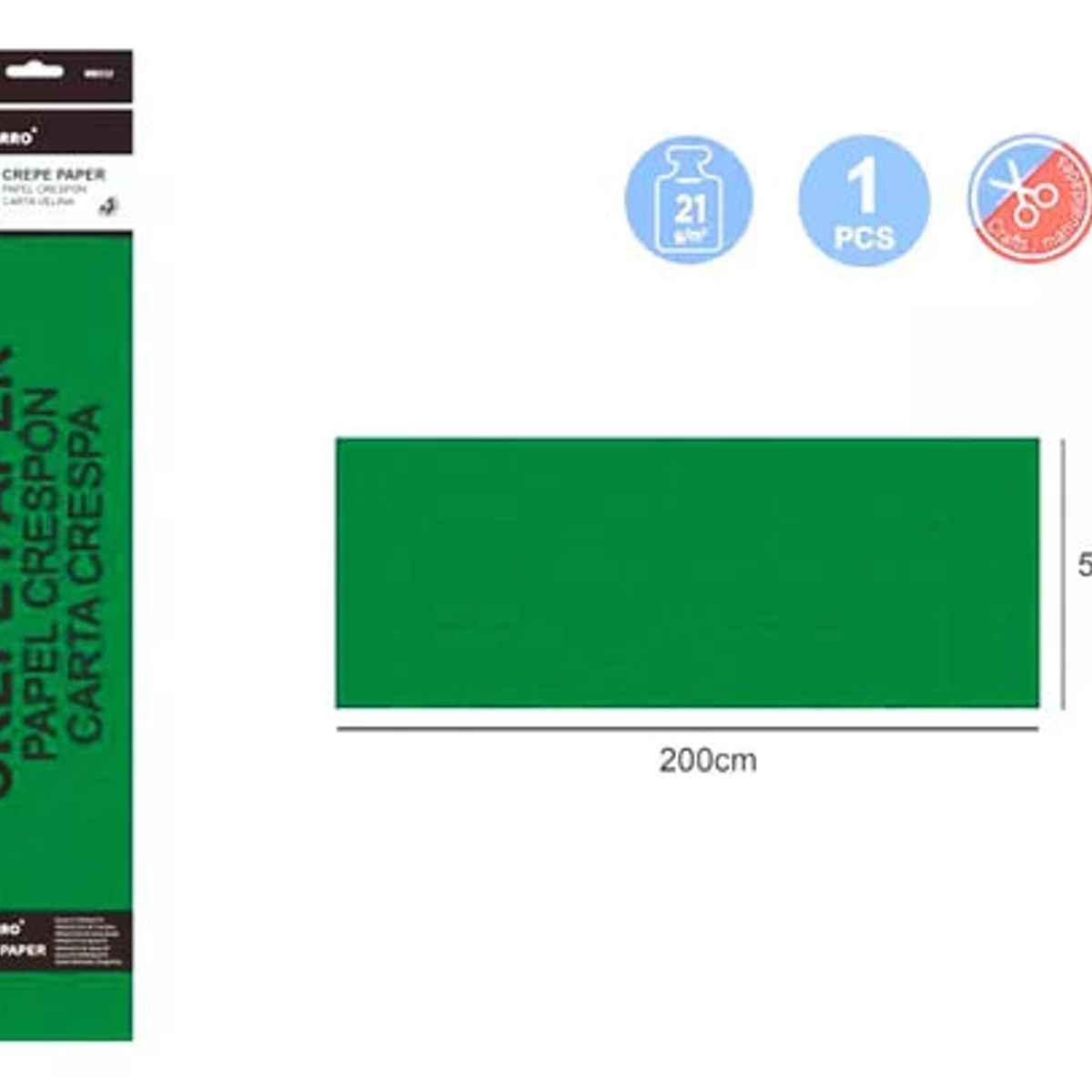 MOTARRO - Papel Crepe De 50 x 200 cm 21 g Verde