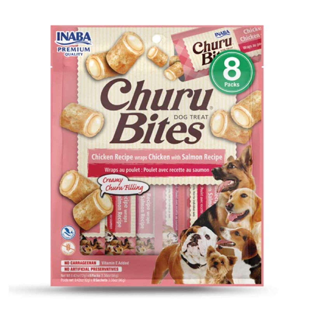 INABA - Snack Inaba Churu Bites Sabor Pollo y Salmon Para Perro, 8Un