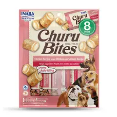 INABA - Churu Bites Snack Perro Sabor Pollo y Salmon 8 Pack
