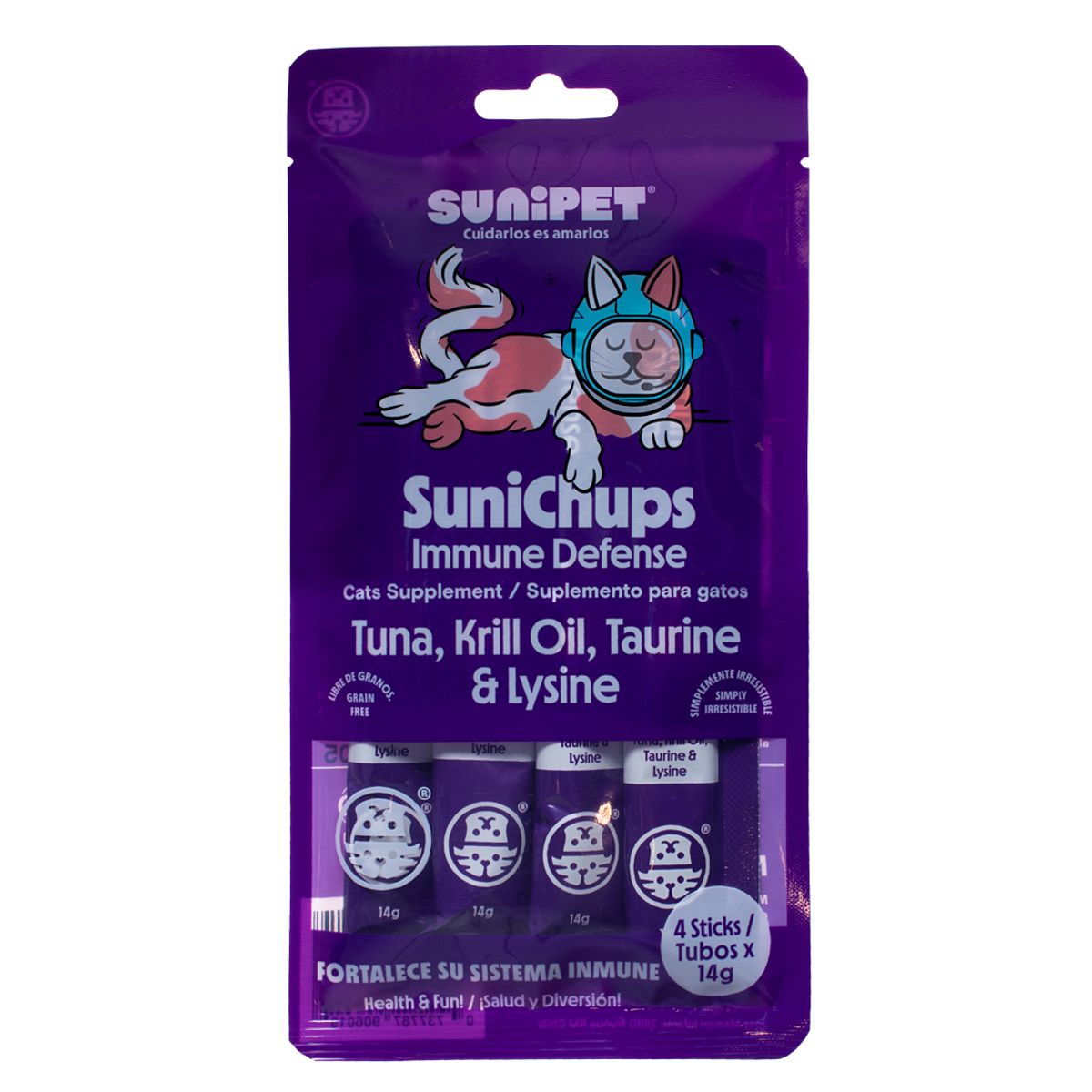 SUNIPET - Snack SuniChups Immune Defense Para Gato 4 Tubos