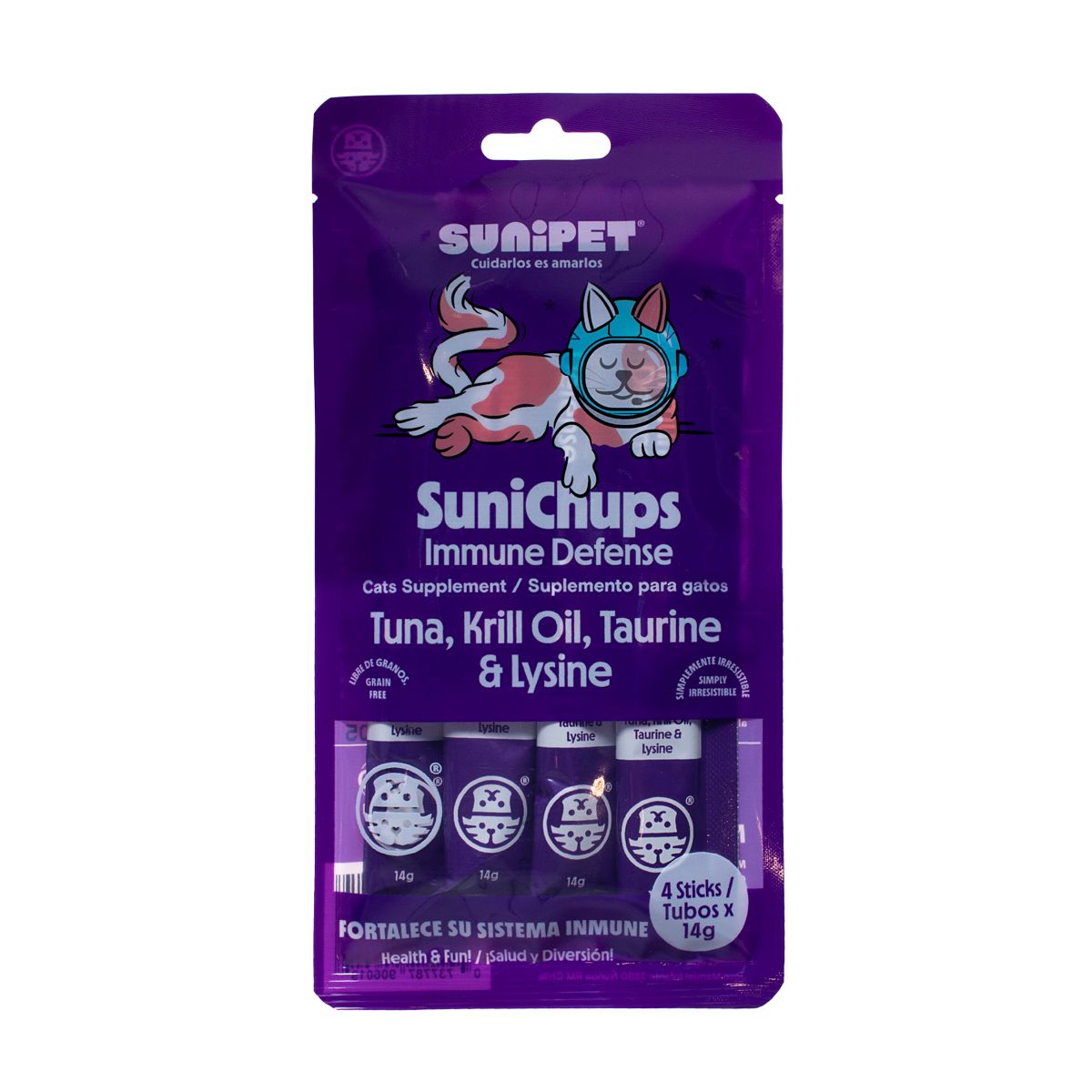 SUNIPET - Snack SuniChups Immune Defense Para Gato 4 Tubos
