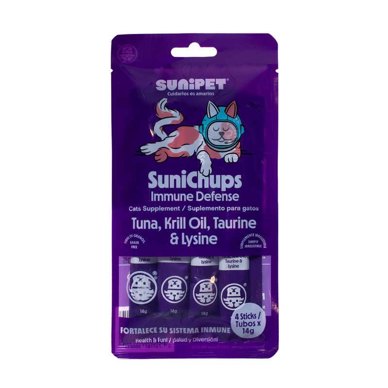 SUNIPET - SuniChups Snack Immune Defense Para Gato  4 Tubos