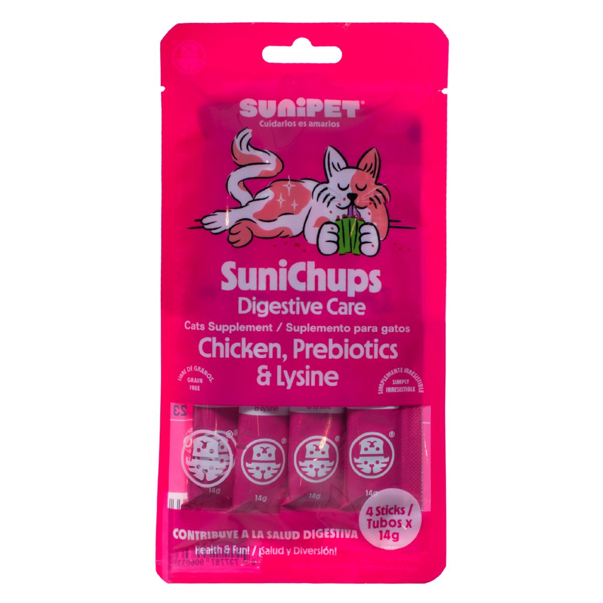 SUNIPET - Snack SuniChups Digestive Care Para Gato 4 Tubos