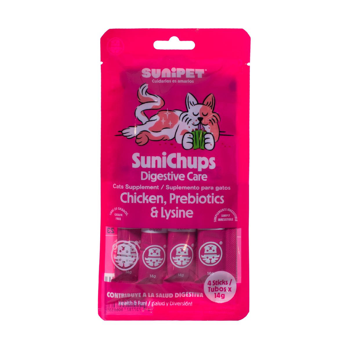 SUNIPET - Snack SuniChups Digestive Care Para Gato 4 Tubos