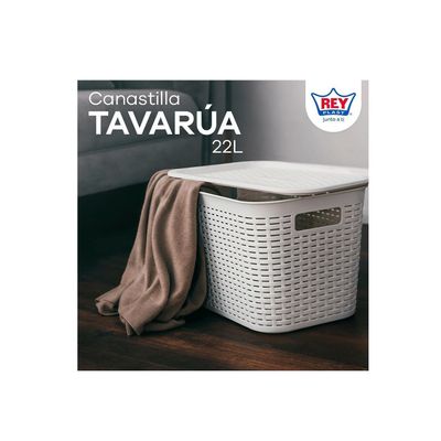Imagen 2 del producto Canastilla Canasta Organizadora Multiusos Rattan 22 Litros Beige