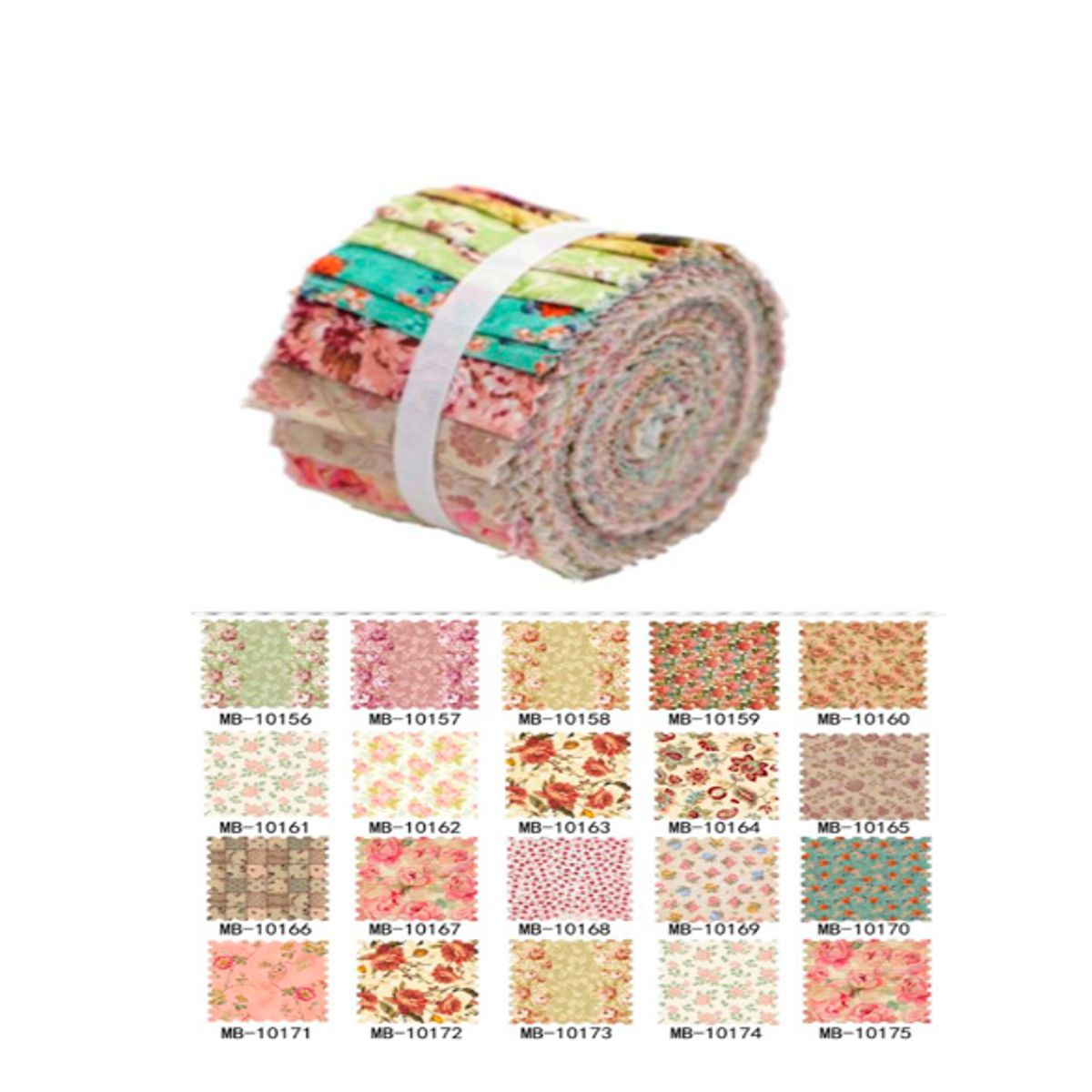 GENERICO - Jelly Roll 100% algodón  flores pastel