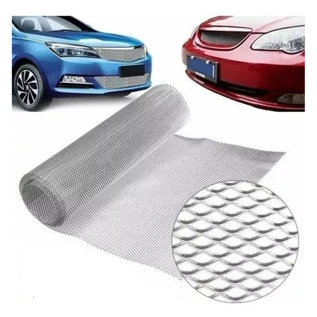 GENERICO - Rejilla Aluminio Malla Negrocromo Parachoques Tuning