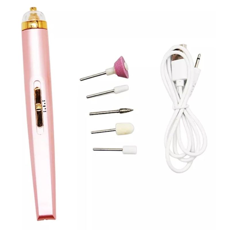 GENERICO - Pulidor Torno Esmeril De Uñas Recargable Usb Portatil Fresas