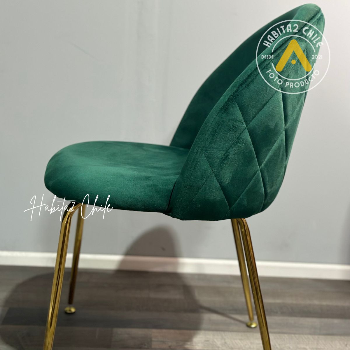 HABITA2 CHILE - Pack 2 Silla de terciopelo elegante living o comedor - Verde