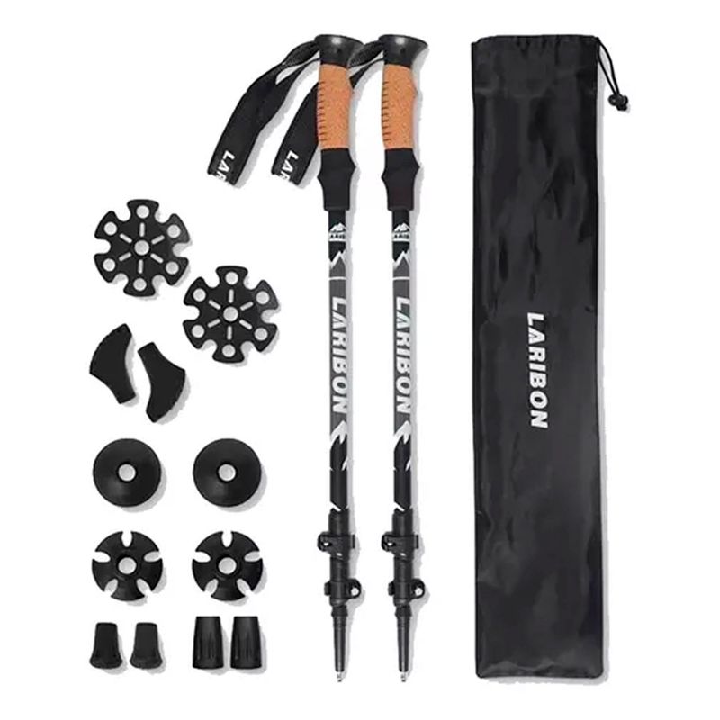 OFERTABKN - Pack 2 Bastones Trekking Senderismo  Aluminio 7075 Gris